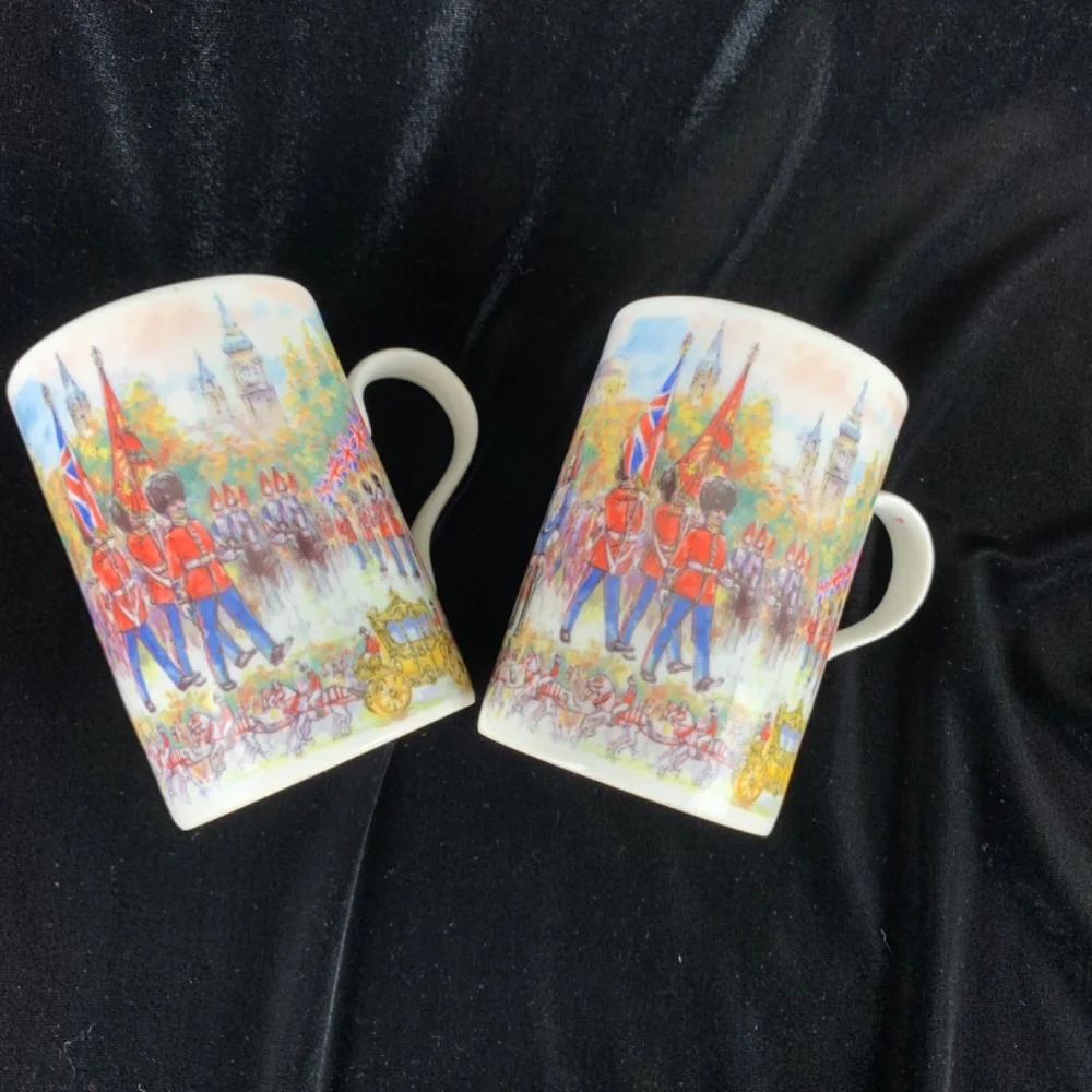 James Sadler 2 Mugs Bone China Pomp and Ceremony Parade Horses Soldiers Flags - Picture 14 of 14